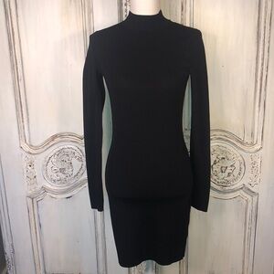 chinese dress ladies DEEP NECK SLIT HEM FAUX LEATHER DRESS – Riah Fashion